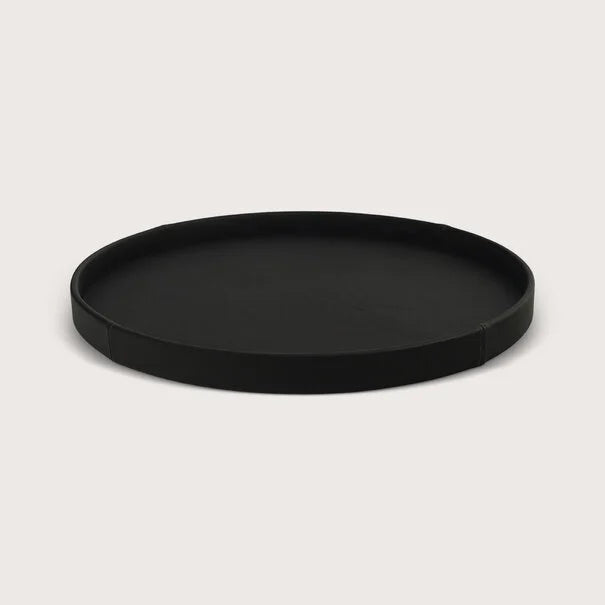 Handgemaakt leren dienblad donkerbruin Ø70 cm | L